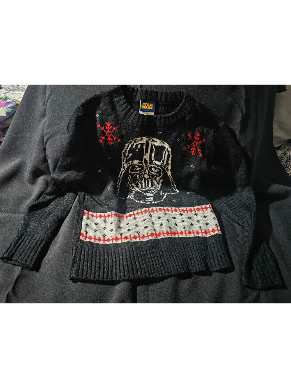 Kids Star Wars Darth Vader Christmas Sweater Long Sleeve Size X Small Black
